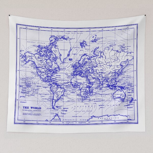 Item preview, World Map (1899) White & Blue  designed and sold by BravuraMedia.
