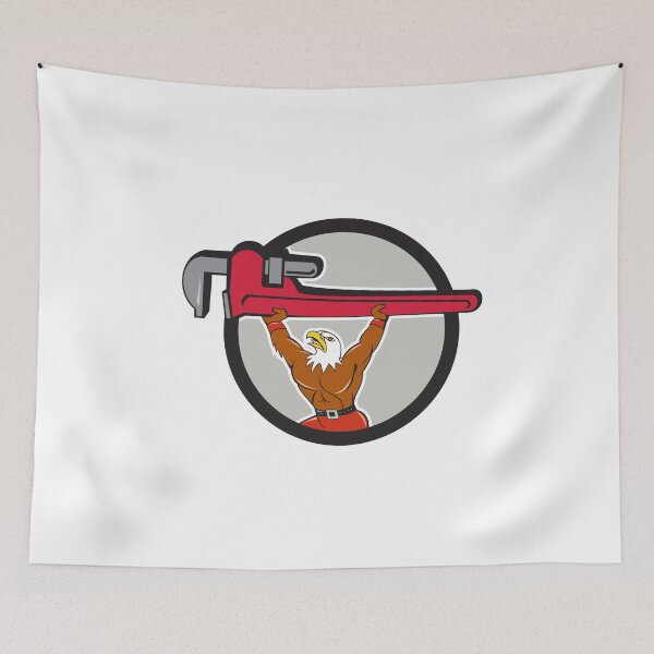 Item preview, Bald Eagle Plumber Monkey Wrench Circle Cartoon designed and sold by patrimonio.