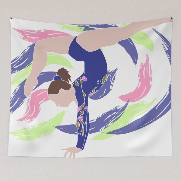 Item preview, Gymnast Handstand Blue Green & Pink designed and sold by Flexiblepeople.