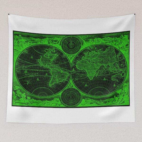 Item preview, World Map (1730) Black & Green designed and sold by BravuraMedia.