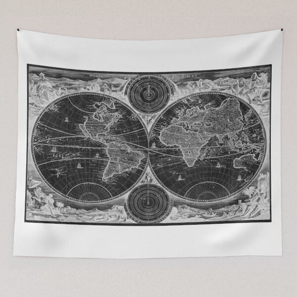 Item preview, World Map (1730) Black & White designed and sold by BravuraMedia.