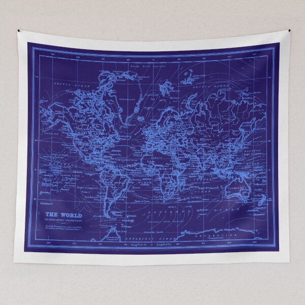 Item preview, World Map (1899) Blue & Light Blue designed and sold by BravuraMedia.