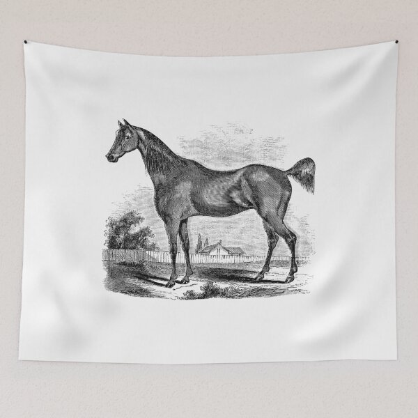 Item preview, Caballo Vintage Ilustración Granja Retro 1800 Imagen en blanco y negro designed and sold by SilverSpiral.
