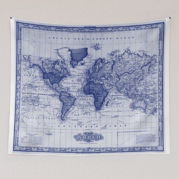 Item preview, Vintage Map of The World (1833) White & Blue designed and sold by BravuraMedia.