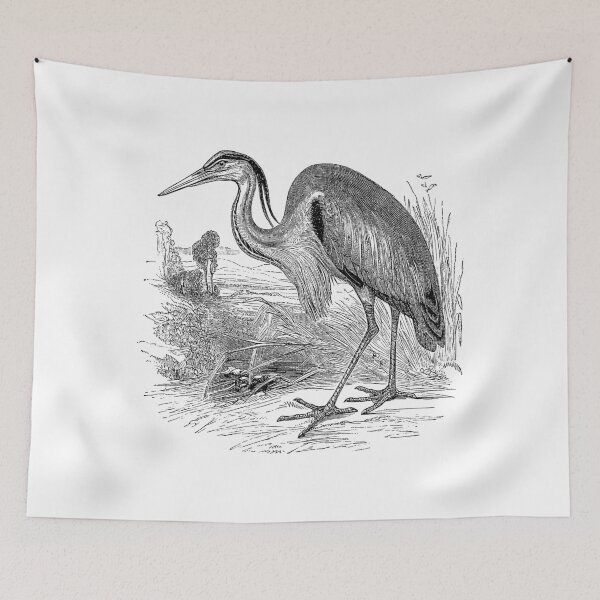 Item preview, Vintage Great Heron Birds Illustration Retro 1800s Black and White Herons Bird Image designed and sold by SilverSpiral.