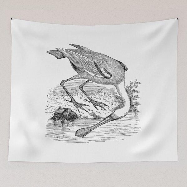 Item preview, Vintage Roseate Spoonbill Bird Illustration Retro 1800s Black and White Birds Image designed and sold by SilverSpiral.