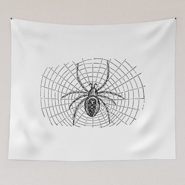 Item preview, Vintage Halloween Spider and Web Illustration Retro 1800s Black and White Bug Spiders Image designed and sold by SilverSpiral.