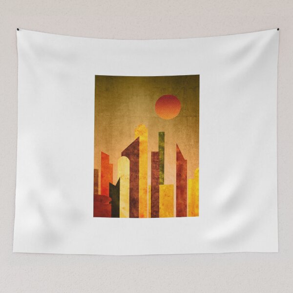 Item preview, Autumn City Sunset Geometric Flat Urban Landscape designed and sold by Beverly Claire Kaiya.