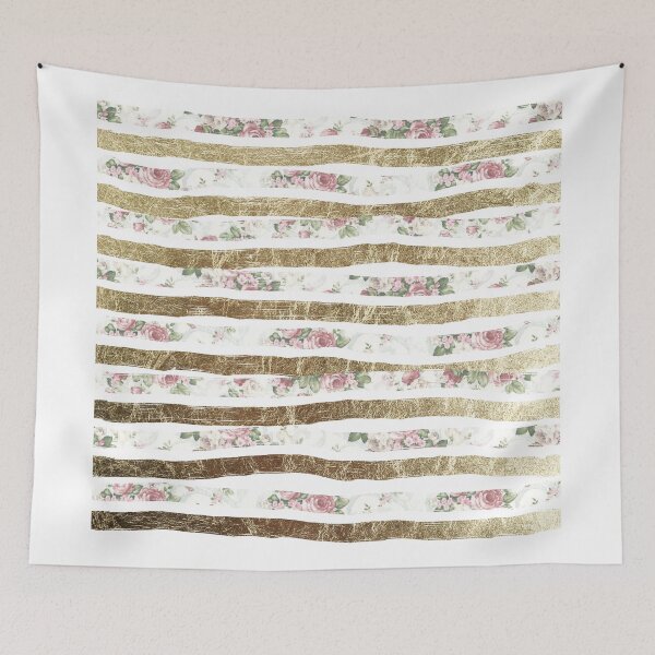 Item preview, Girly Pink Roses and Faux Gold Brushstrokes designed and sold by Blkstrawberry.
