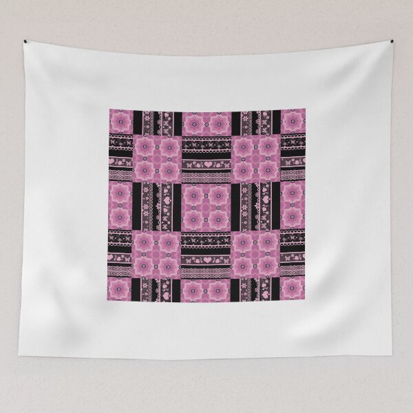 Item preview, Print fabric textile pattern with lace elements retro patchwork design background designed and sold by fuzzyfox.
