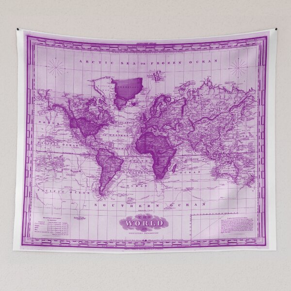Item preview, Vintage Map of The World (1833) White & Purple designed and sold by BravuraMedia.