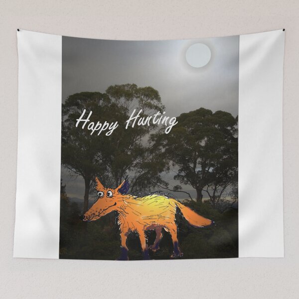 Item preview, Fox in moonlight, Happy Hunting.Humor designed and sold by Mary Taylor.