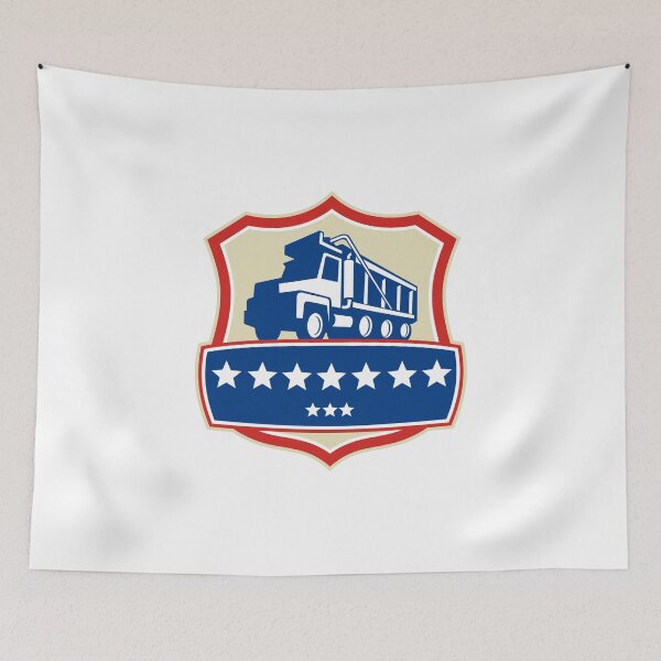 Item preview, Triple Axle Dump Truck Stars Crest Retro designed and sold by patrimonio.