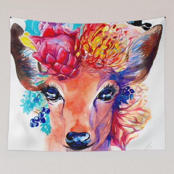 Item preview, rain deer with flower crown forest animal designed and sold by Antuanelle.