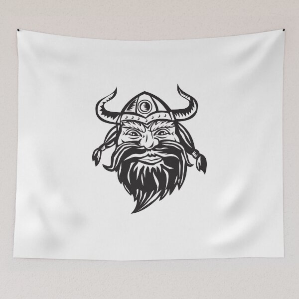 Item preview, Viking Warrior Head Angry Black and White designed and sold by patrimonio.