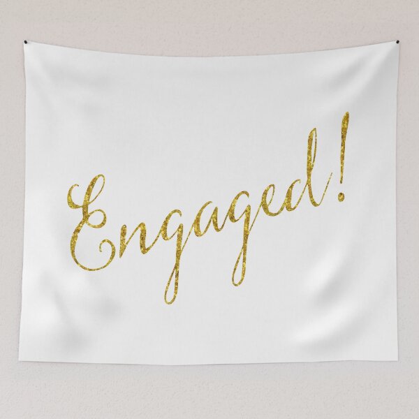 Item preview, Engaged Gold Faux Foil Metallic Glitter Celebration Quote  designed and sold by SilverSpiral.