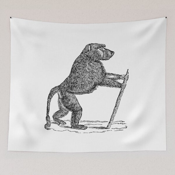 Item preview, Vintage Mandrill Baboon Monkey Illustration Retro 1800s Black and White Monkeys Animal Image designed and sold by SilverSpiral.