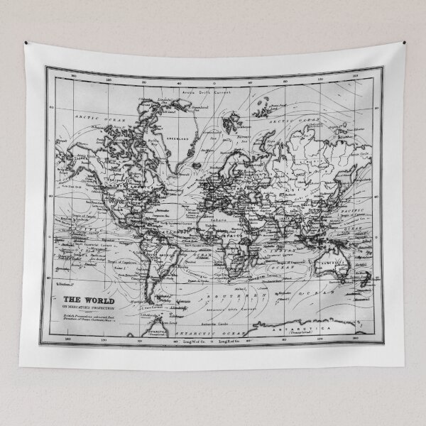 Item preview, World Map (1899) White & Black  designed and sold by BravuraMedia.