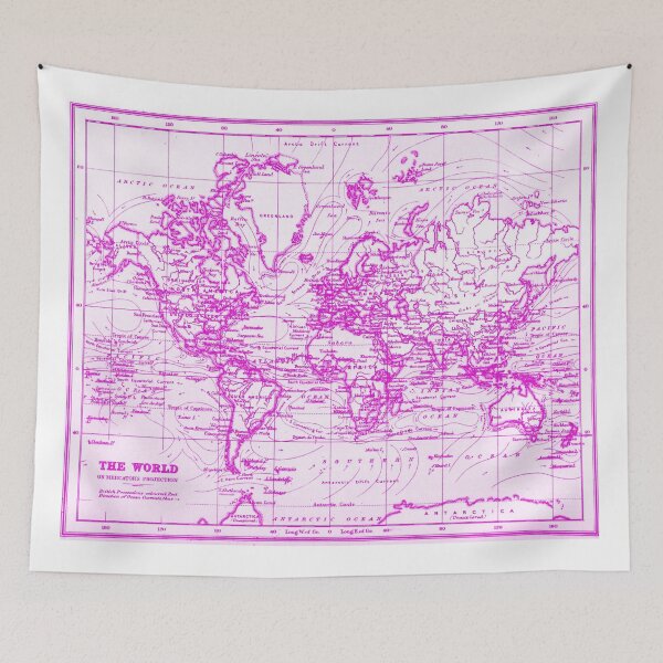 Item preview, World Map (1899) White & Pink designed and sold by BravuraMedia.