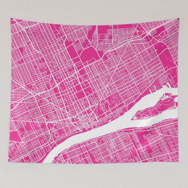 Item preview, Detroit Map - Hot Pink designed and sold by CartoCreative.