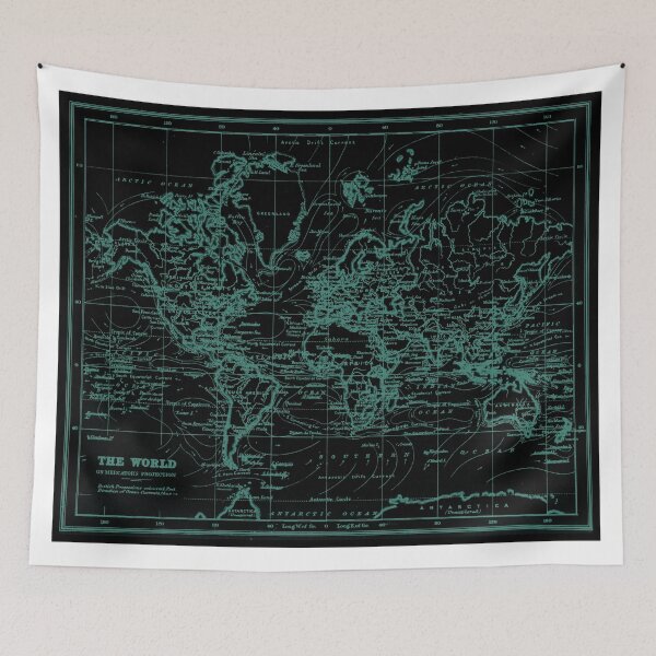 Item preview, World Map (1899) Black & Light Blue  designed and sold by BravuraMedia.