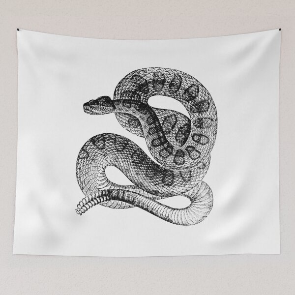 Item preview, Vintage Rattlesnake Illustration Retro 1800s Black and White Poisonous Snakes Image designed and sold by SilverSpiral.