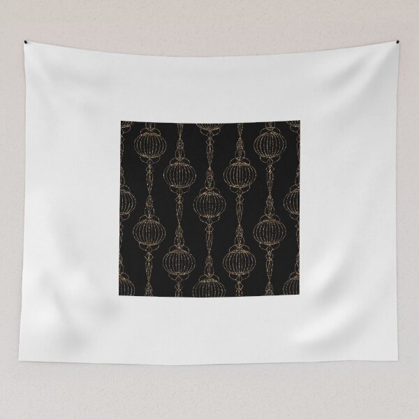 Item preview, Geometric ornament gold seamless pattern. Modern art deco stylish texture. Gold trendy glitter print on black background designed and sold by fuzzyfox.