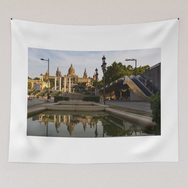 Item preview, Barcelona Street Glow - Golden Light Reflections on Avinguda de la Reina Maria Cristina designed and sold by Georgia Mizuleva.