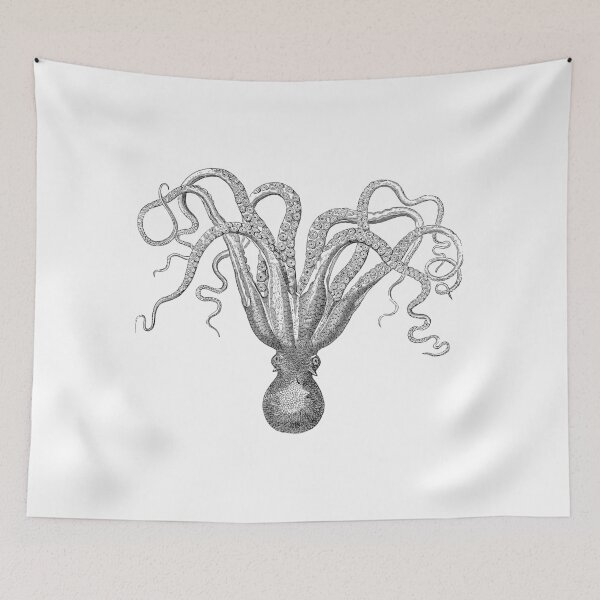 Item preview, Vintage Cuttle Fish Illustration Retro 1800s Black and White Marine Cuttlefish Image designed and sold by SilverSpiral.