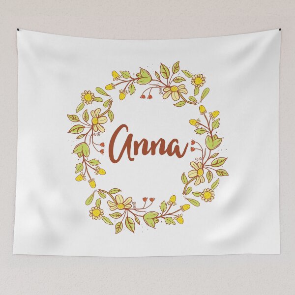Item preview, Anna lovely name and floral bouquet wreath designed and sold by thetypographer.