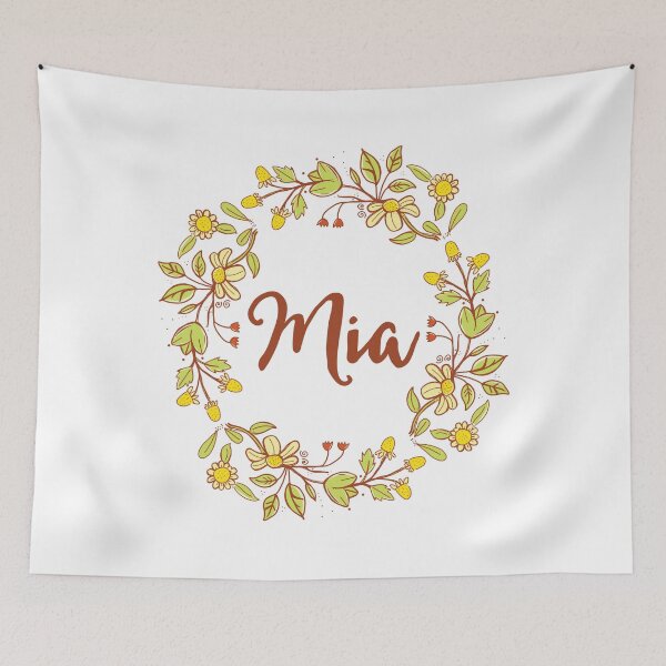 Item preview, Mia lovely name and floral bouquet wreath designed and sold by thetypographer.