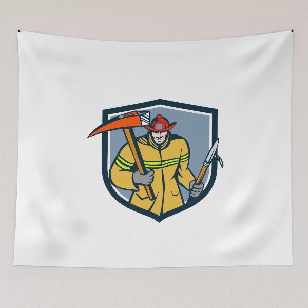 Item preview, Fireman Firefighter Fire Axe Hook Crest Retro designed and sold by patrimonio.