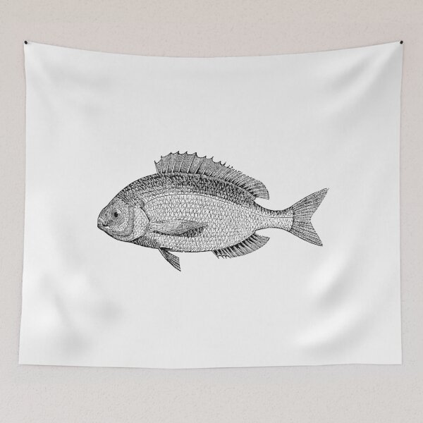 Item preview, Vintage Marine Sea Bream Fish Illustration Retro 1800s Black and White Image designed and sold by SilverSpiral.