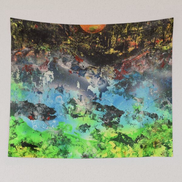 Item preview, Orange Moon over the forest and misty mountains designed and sold by George Hutton Hunter.