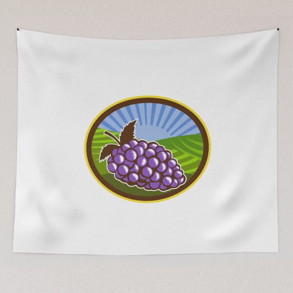 Item preview, Grapes Vineyard Farm Oval Woodcut designed and sold by patrimonio.