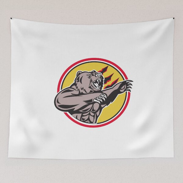 Item preview, California Grizzly Bear Swiping Paw Circle Retro designed and sold by patrimonio.