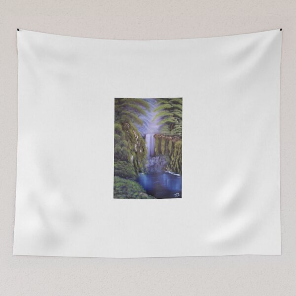 Item preview, A deep woods waterfall on a black canvas designed and sold by Troy Brown.