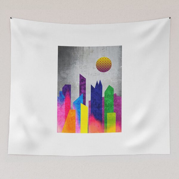 Item preview, Summer Night City Colorful Trendy Flat Geometric Landscape designed and sold by Beverly Claire Kaiya.