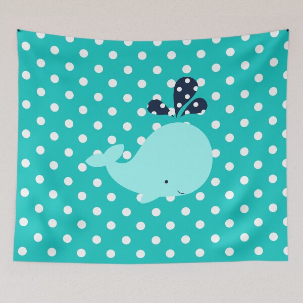 Item preview, Nautical Ocean Blue Whale On Polka Dots designed and sold by peacockcards.