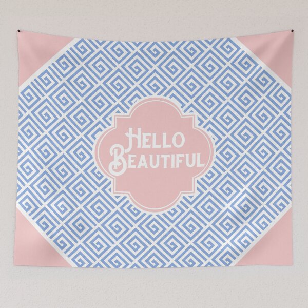 Item preview, Rose Quartz Pink Serenity Blue Greek Key Quatrefoil designed and sold by Beverly Claire Kaiya.