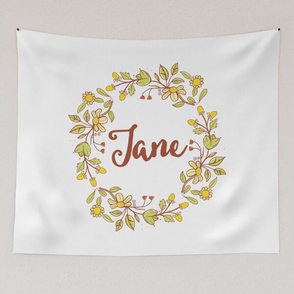 Item preview, Jane lovely name and floral bouquet wreath designed and sold by thetypographer.