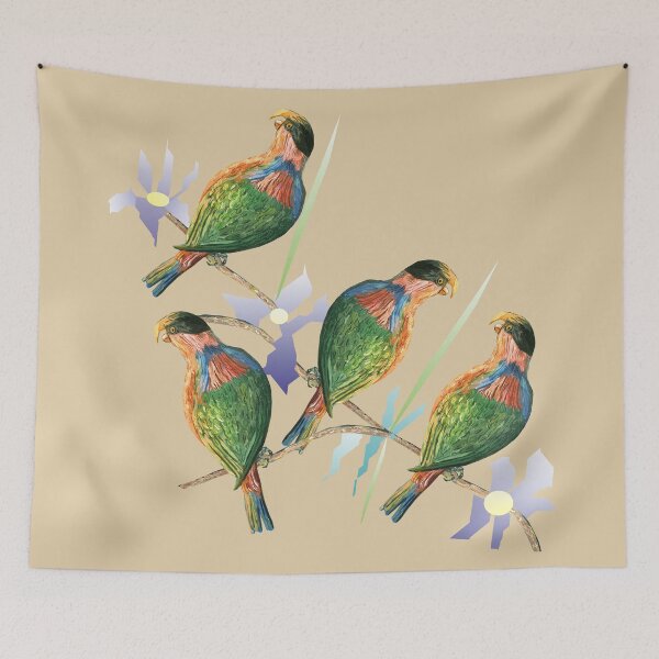 Item preview, Sunrise at the island with the Black Capped Lories 5 designed and sold by Thecla Mary Correya.