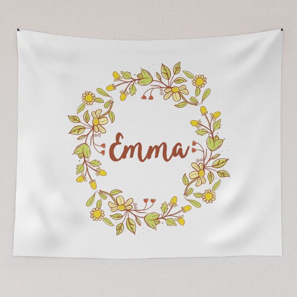 Item preview, Emma lovely name and floral bouquet wreath designed and sold by thetypographer.