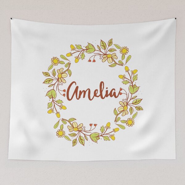 Item preview, Amelia lovely name and floral bouquet wreath designed and sold by thetypographer.