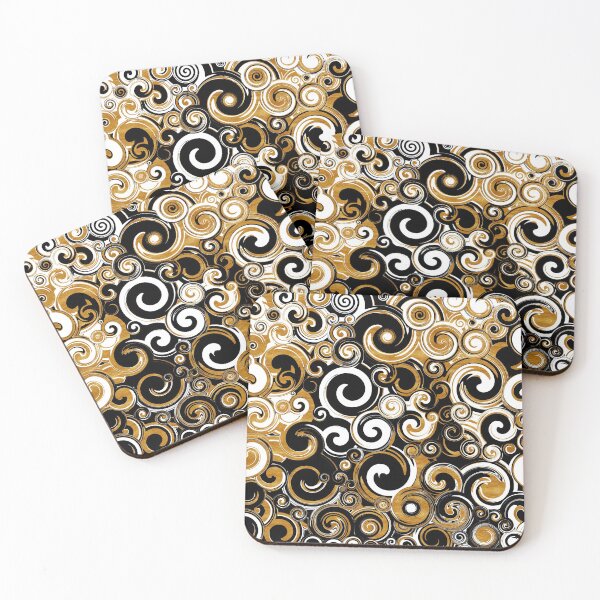 Item preview, Metallic Swirls - Gold, Black and White designed and sold by Elsy's Art.