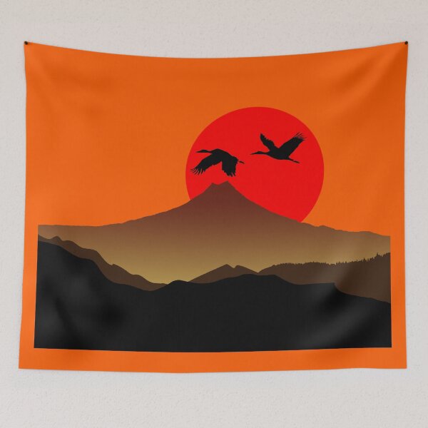 Item preview, Fujiyama at sunset with two crane designed and sold by DrTigrou.