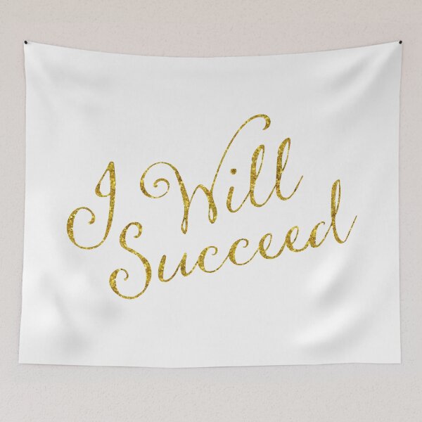 Item preview, I Will Succeed Gold Faux Foil Metallic Glitter Motivational Quote Isolated on White Background designed and sold by SilverSpiral.