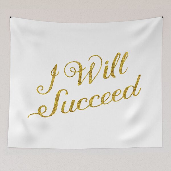 Item preview, I Will Succeed Gold Faux Foil Metallic Glitter Motivational Quote Isolated on White Background designed and sold by SilverSpiral.