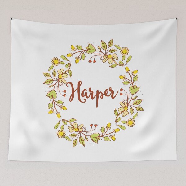 Item preview, Harper lovely name and floral bouquet wreath designed and sold by thetypographer.