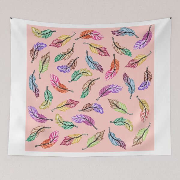 Item preview, Colorful Bohemian Watercolor Feathers Pattern designed and sold by Blkstrawberry.